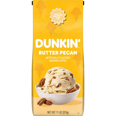 Dunkin  Butter Pecan Artificially Flavored Coffee, Ground Coffee, 11 oz Bag