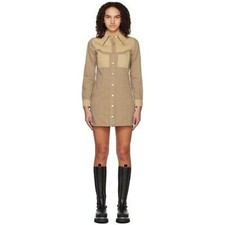 Ganni tan button front denim dress size 8