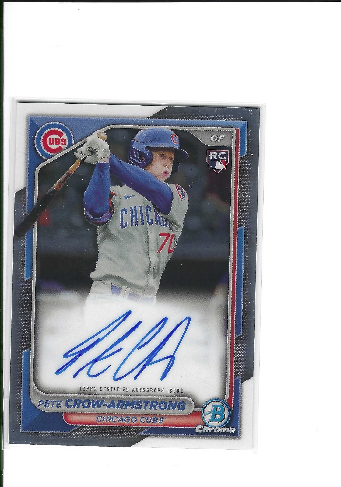PETE CROW ARMSTRONG 2024 BOWMAN CHROME ROOKIE AUTOGRAPH CARD,CRA-PC