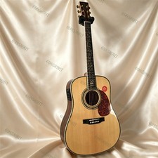 Solid Spruce Top Acoustic Electric Guitar Abalone Shell Fretboard Inlay Bone Nut