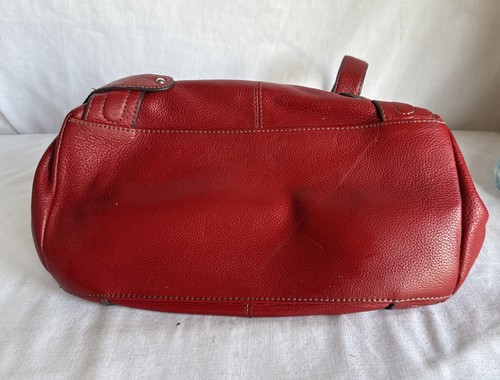 Borsa a tracolla TIGNANELLO in pelle rosso intenso borsetta borsetta fodera logo raso - Foto 8 di 9