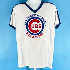 80s Chicago Cubs ringer tshirt MLB 1980s vintage I  ll Trade My Hubby for a Cubby