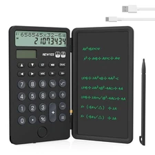 NEWYES Electronic Memo Pad with Calculator, Solar/Type C Rechargeable, 2-Line Di