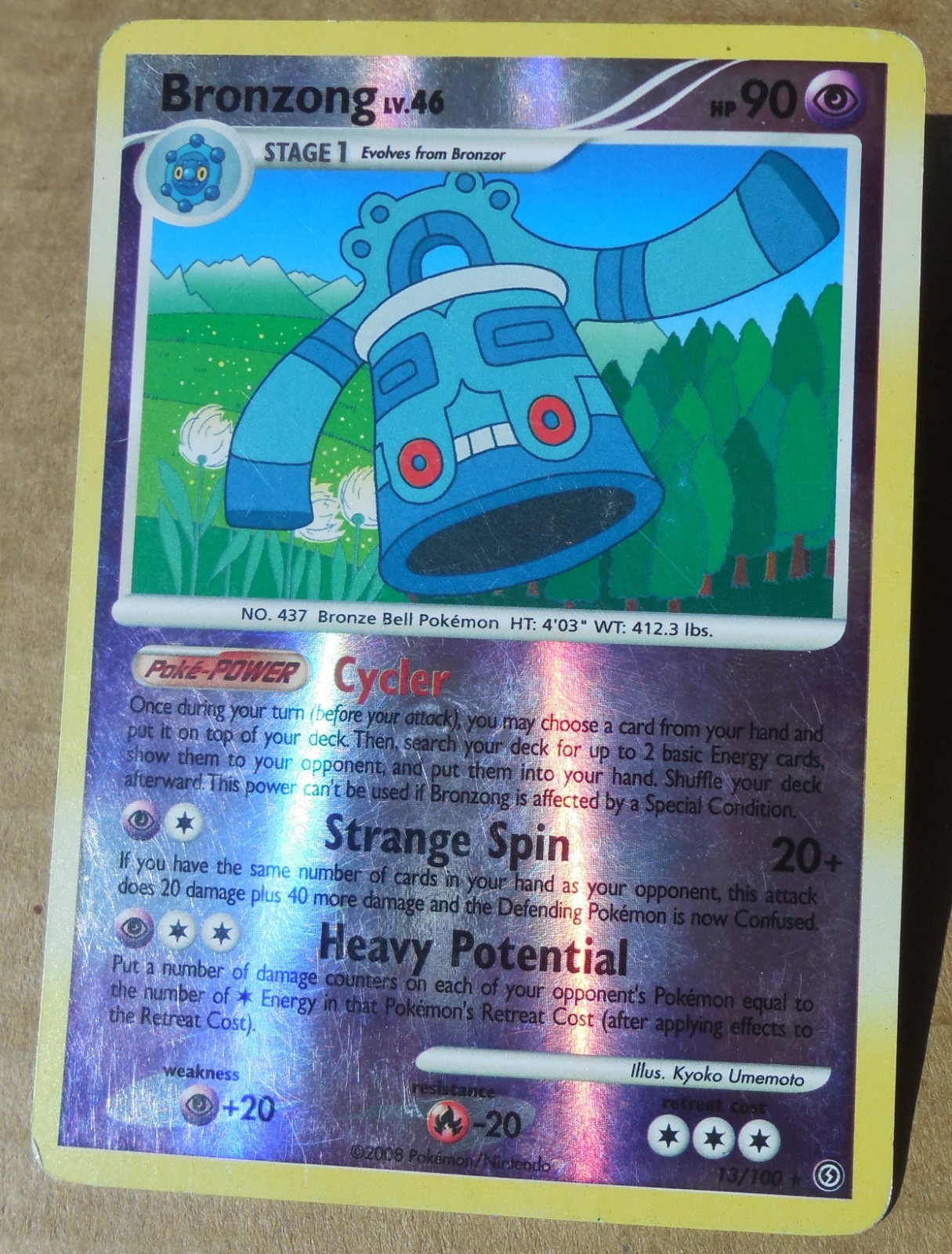 Bronzong 13/100 Rare Reverse-Holo Stormfront Set Pokemon Scratches on Holo HP