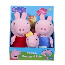 Peppa Pig Peppa, George and Evie 3-Pack, Preschool Plush Soft Toys