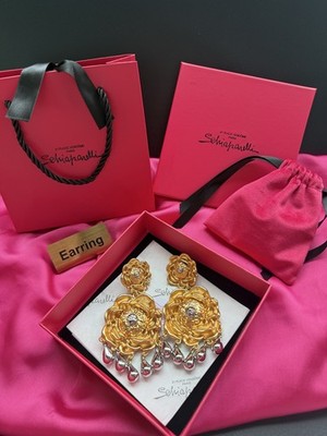 Schiaparelli Retro Rose Geometric Earring W dust bag and box