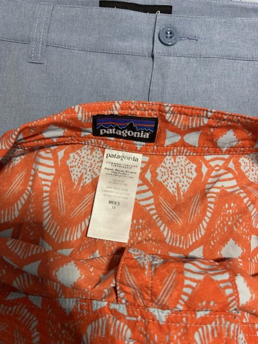 Patagonia Board Shorts Mens 34 Orange Geometric Print Swim Trunks Quick Dry - Picture 7 of 7