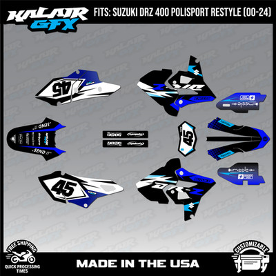 Graphics Kit for Suzuki DRZ400 Polisport Restyle (2000-2024) Division - BLUE