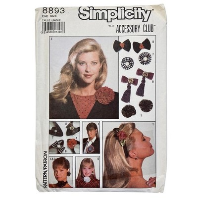 Simplicity 8893 Sewing Pattern Flower & Ribbon Accessories Hair Earrings Pins