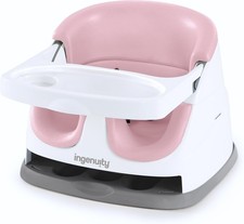 Baby Base 2-in-1 Booster Feeding and Floor Seat with Self-Storing Tray - Peony