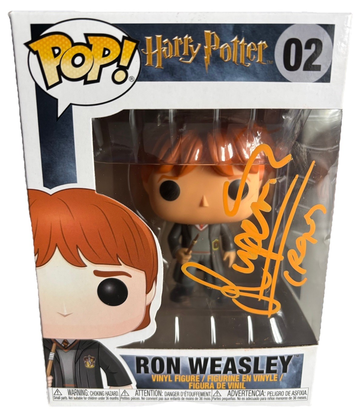Funko Pop Abovedado Ron Weasley Harry Potter Firmado y NOMBRADO RUPERT GRINT! Certificado de autenticidad #02