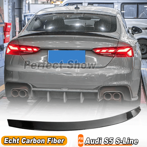 Passt für Audi S5 S-Line 17-23 Carbon Heckspoiler Kofferraum Spoilerlippe Flügel - Bild 1 von 12