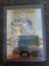 2016-17 Upper Deck Trilogy Rookie Premiers Auto 018/275 Jimmy Vesey Card# 88. rookie card picture