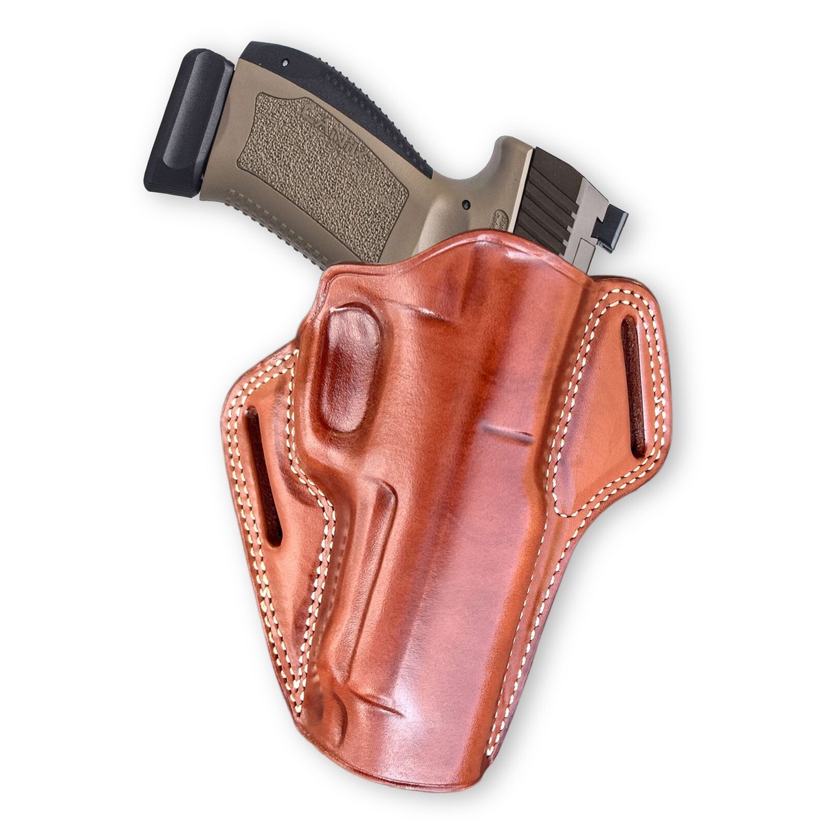 Leather OWB Pancake Holster Fits, Canik TP9 SFT Threaded Barrel