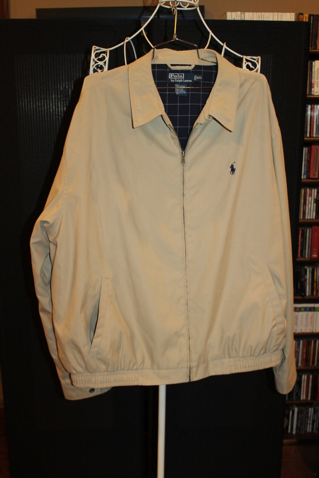 Polo Ralph Lauren beige marrone giacca con zip frontale con fodera in pony uomo XXL (bin325)