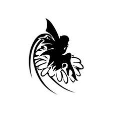 Fairy On Flower - Vinyl Decal Sticker for Wall, Car, iPhone, iPad, Laptop, Bike