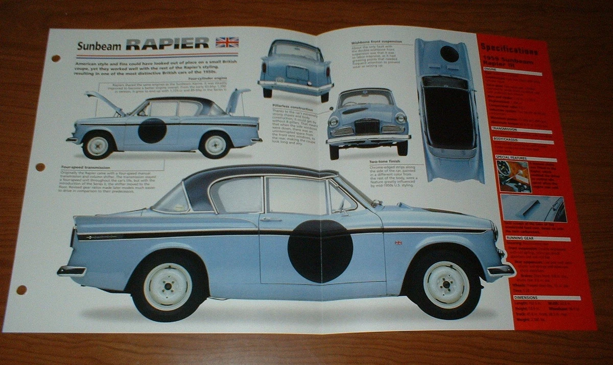 Parts & Accessories for 1959 Sunbeam Rapier for sale | eBay