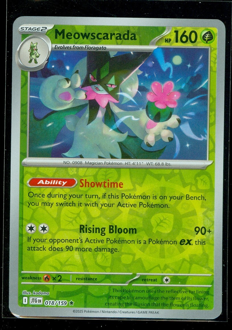 Pokemon MEOWSCARADA 018/159 Journey Together  RARE Rev Holo - MINT
