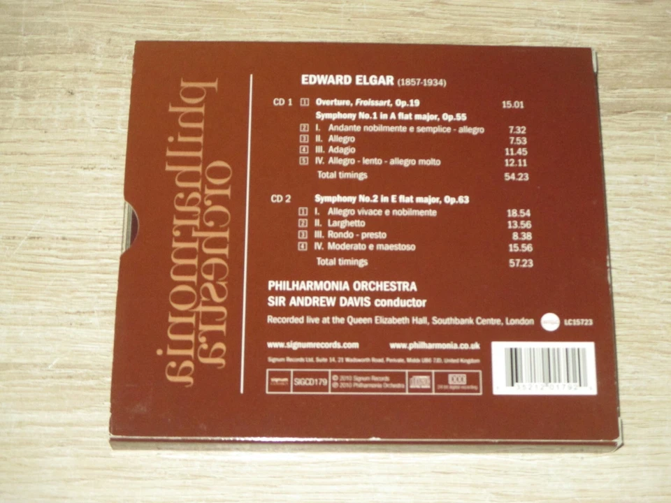Philharmonia Oechestra - ELGAR - Syphony No.1 + No.2 -- 2 CDs - Bild 2 von 2