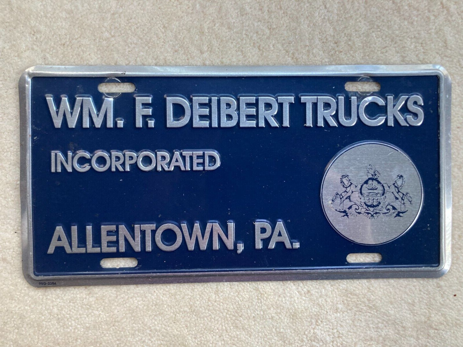 VINTAGE WM. F. DEIBERT TRUCKS AUTO DEALER ALLENTOWN PA License Plate