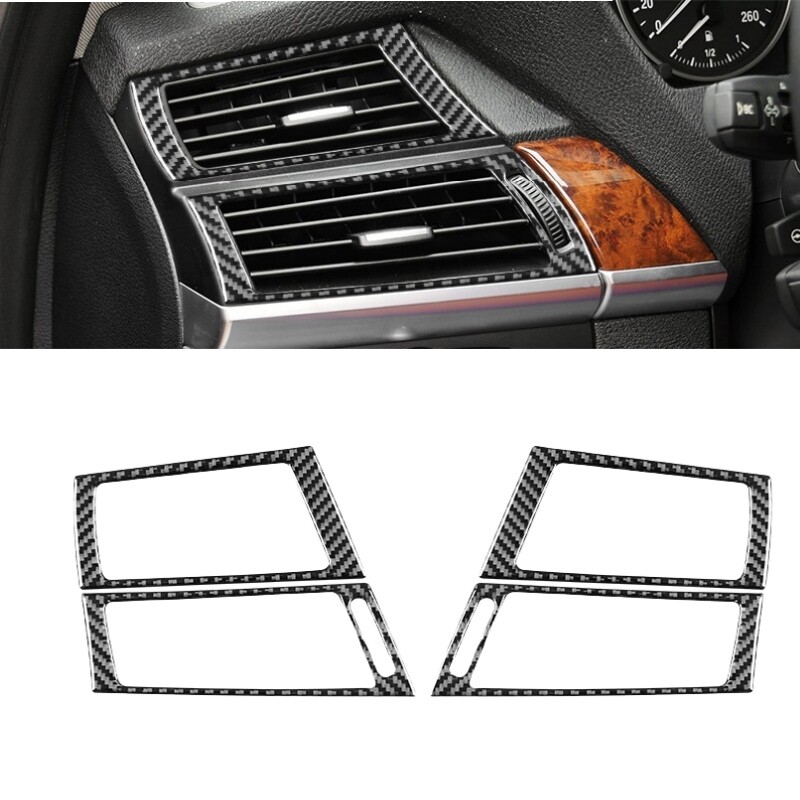 Carbon Fiber Dashboard Side Air Vent Outlet Cover For BMW X5 E70 X6 E71 2008-13
