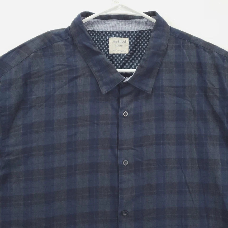 Method Shirt Mens XX-Large Blue Gray Plaid Cotton Long Sleeve Classic Button-Up - Image 3 of 4