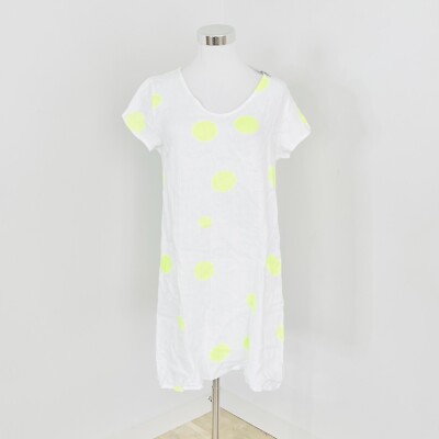 Ridley Maisie Dress Short Sleeve 100% Linen Polka Dot White
