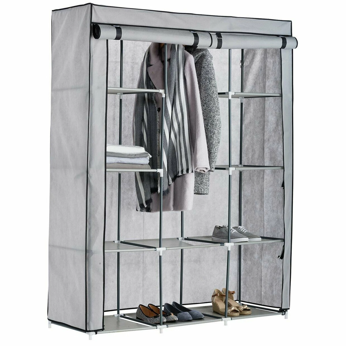 Argos Home Triple Modular Fabric Wardrobe Grey and Black GO222