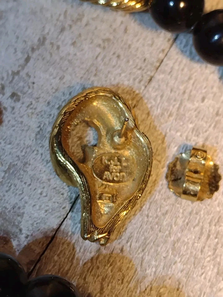 Kenneth Jay Lane KJL Avon Ram Head Negro Oro Estrás Pendientes Conjunto Collar Foto 4 de 4