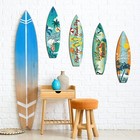 4 Pcs Surfboard Wall Hanging Sign Wooden Beach Decor Summer Themed