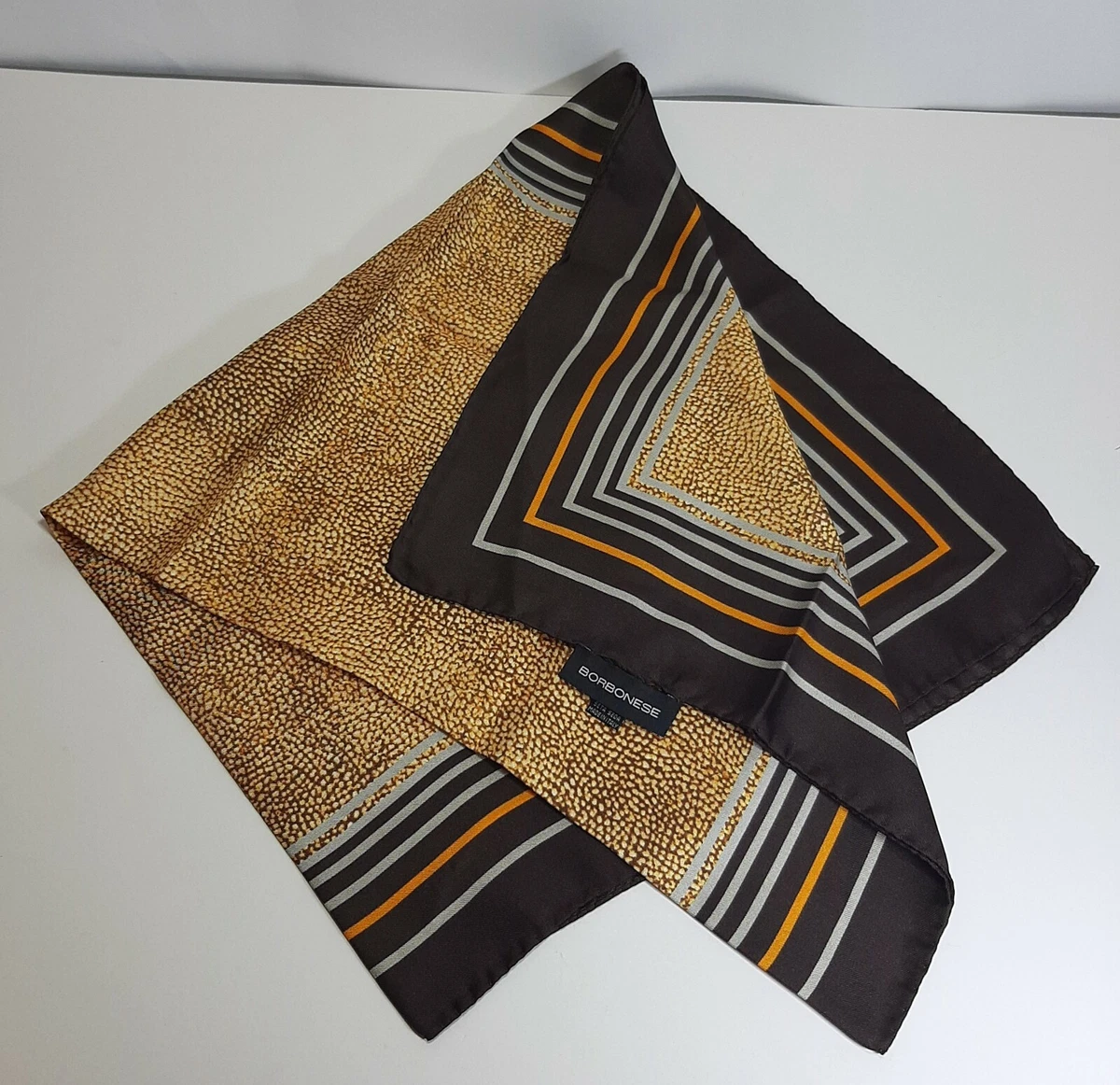 Foulard En Soie Borbonese Vintage - 87x89 Cm, Vert, Occasion