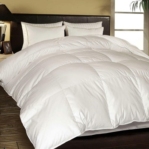 White Goose Feather and Down Comforter Full/Queen Size Bedding Cotton Cover - Bild 8 von 12