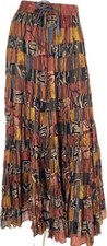 NEW W TAGS Tribal Print Tiered Maxi/Midi Long Earth Tones Print Skirt One Size