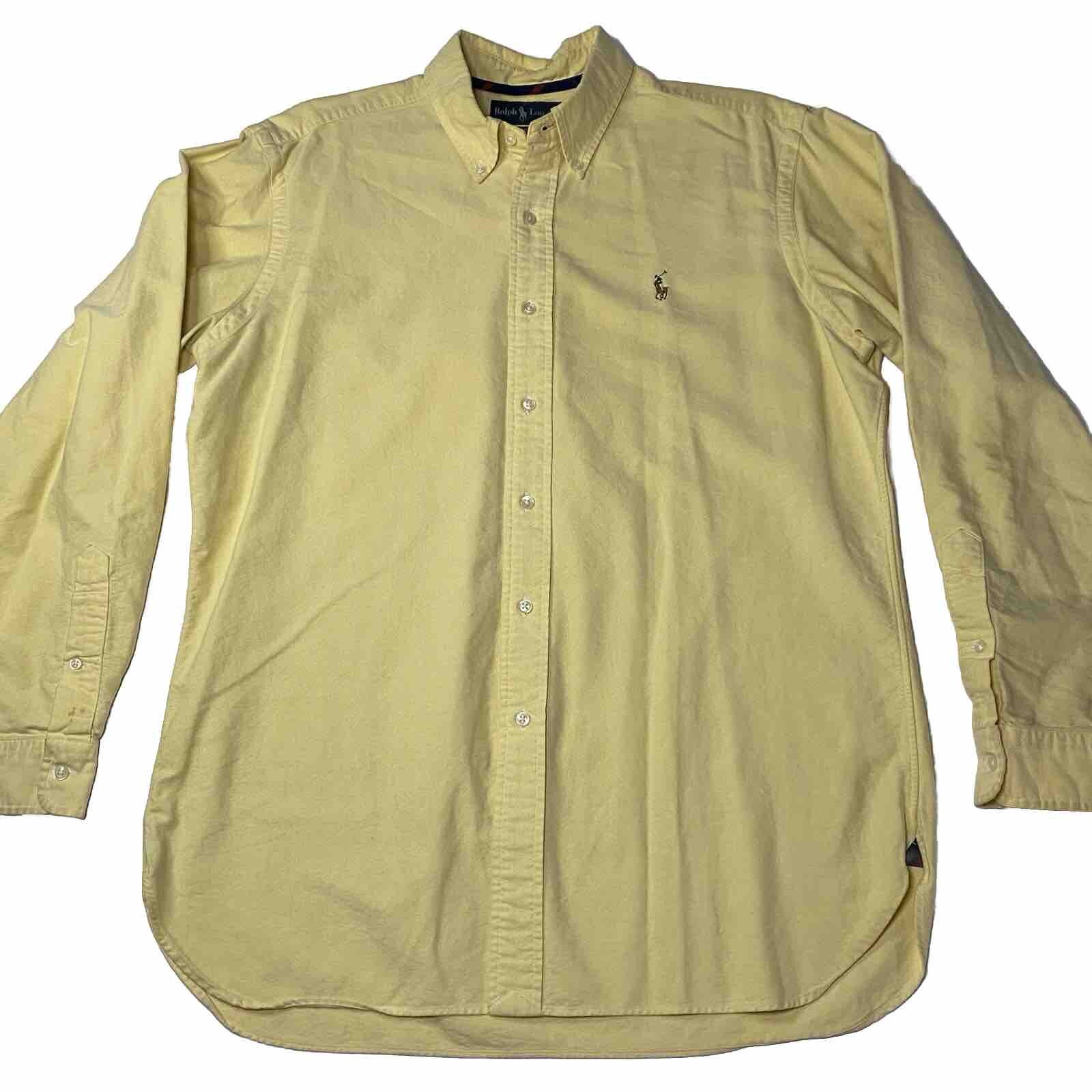 Camicia uomo Ralph Lauren Flesh Pony gialla polo pony logo bottoni taglia L