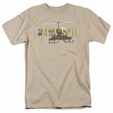 Mash Chopper T Shirt Mens 4077 Helicopter Licensed Classic TV Show Sand
