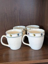 Set Of 4 VTG Folkcraft Stoneware By Scotty Z, Rainbow Trout Coffee Mugs