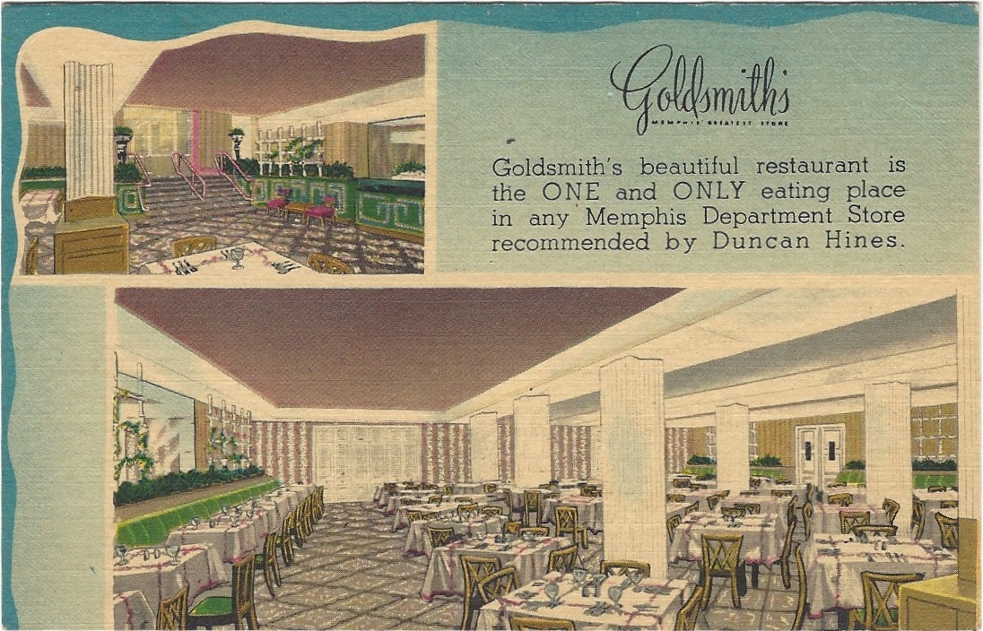 1951 postcard Goldsmith's Restaurant, Memphis, Tennessee eBay