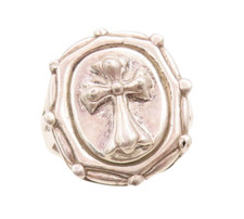 925 Sterling Silver Vintage Ring Solid Carved Religious Cross Sz 11 RG31695
