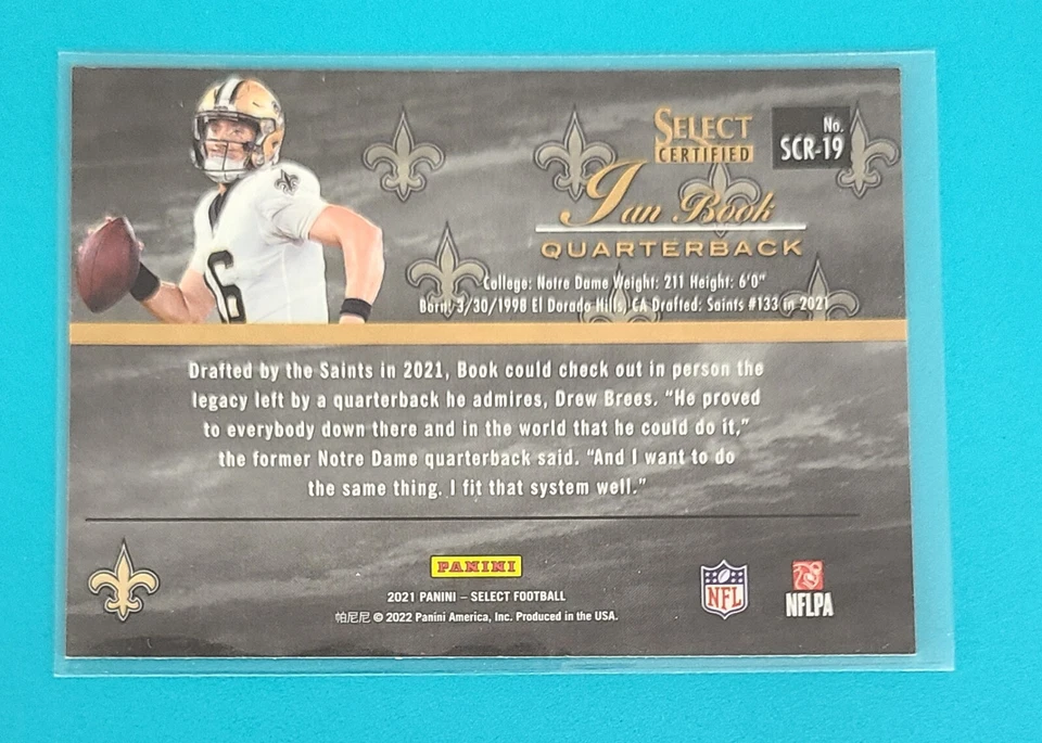 2021 Select Ian Book CERTIFIED Rookie Card RC #SCR-19 New Orleans Saints -- d - Image 4 of 4