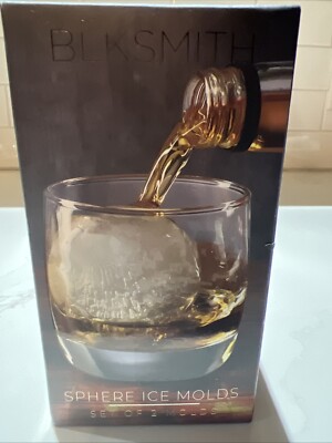 BlkSmith - Sphere Ice Molds - Set Of Two Molds old fashioned whiskey drinks NEW