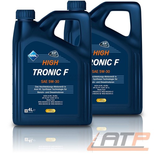 2x 4 L = 8 LITER ARAL HIGHTRONIC HIGH TRONIC F 5W-30 MOTOR-ÖL MOTOREN-ÖL