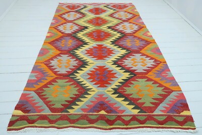 Anatolia Turkish Barak Kilim Rug, Wool Rug, Livingroom Rug Kelim Carpet 69''x113''