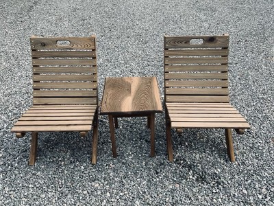 Handmade Ancient Sinker Cypress Chairs and Table