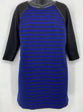 Michael Kors Dress Dress Size 10 Black Blue Striped 3/4 Sleeve Office Women New