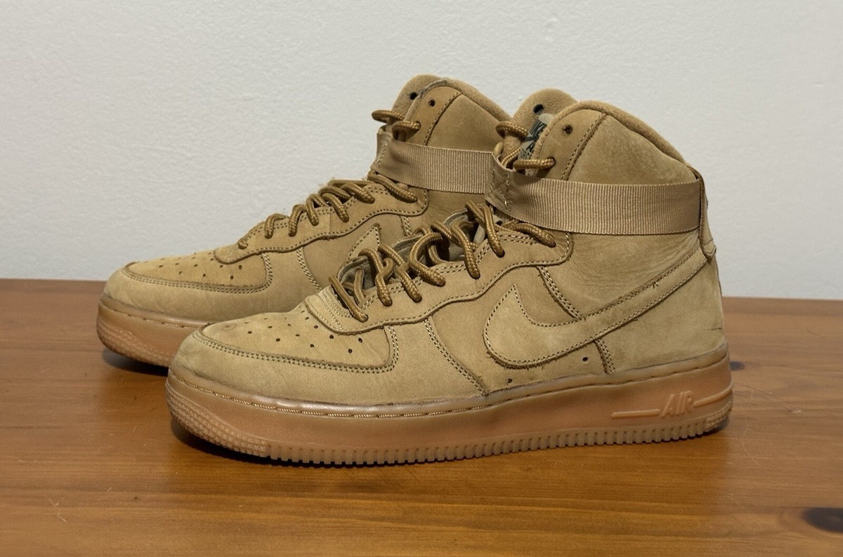 Nike Air Force High LV8 Flax Wheat GS Gum Sole 807617-200 7Y Women