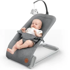 BabyBond Baby Bouncer, Baby Seat with Toys,  0-6 Months, Portable - Gray