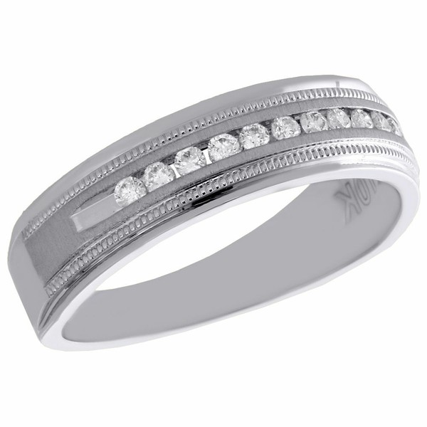 10K WeißGold Diamant Ehering GebüRstetes Herren Verlobungsring 0.25 Karat-image