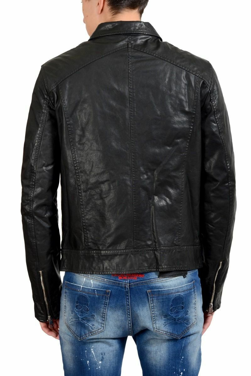 Just Cavalli Men's Black Full Zip 100% Leather Jacket Size Just Cavalli Men's Black Full Zip 100% Leather Jacket Size