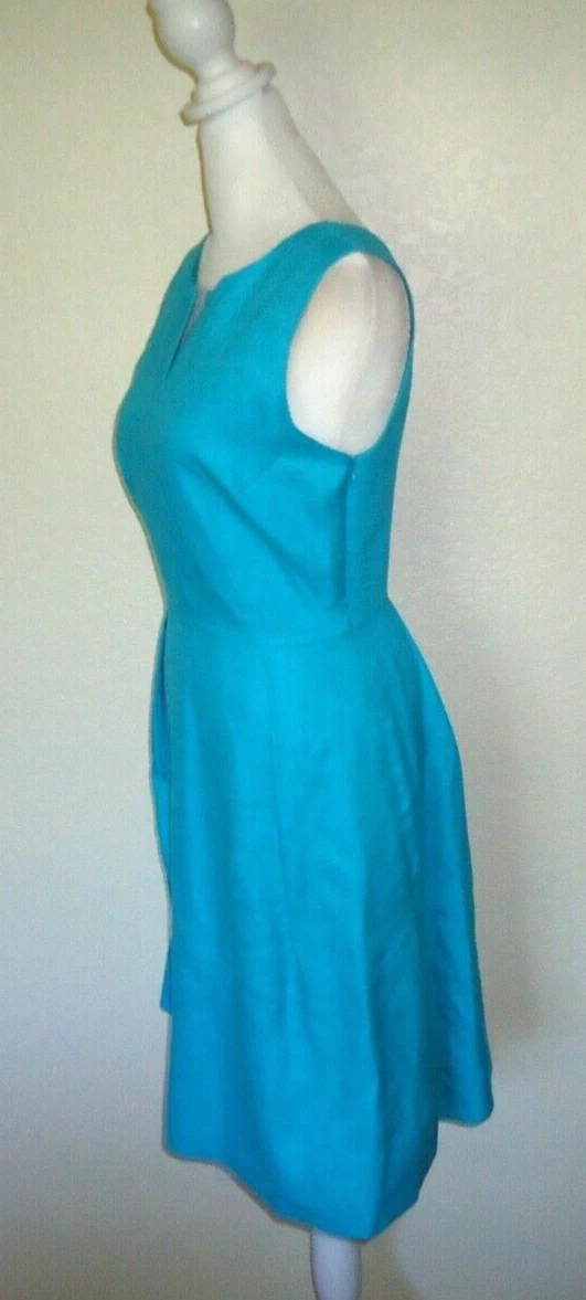 Abito Kate Spade New York aderente e svasato linea A lino scollo a V tasche taglia 2