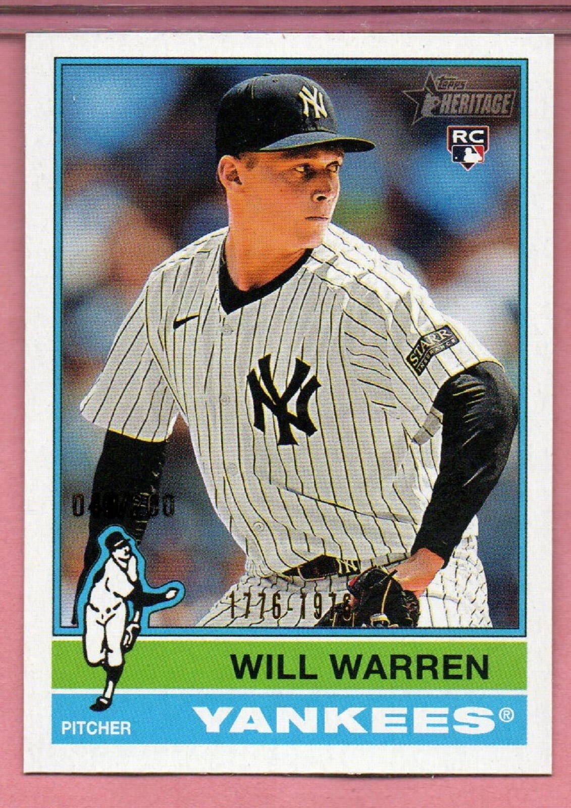 Will Warren 2025 Topps Heritage Bicentennial Parallel RC 40/200 Yankees #281